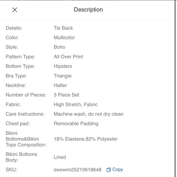 3 piece Allover Print Triangle Bikini & Cover Up - Picture 6 of 6